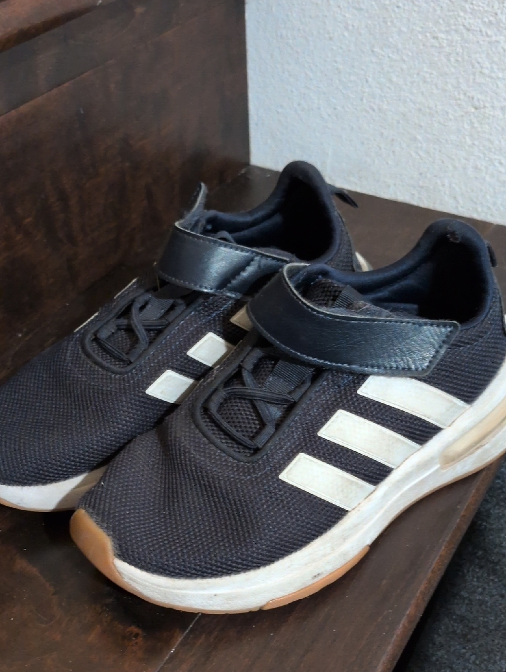 adidas Black Kids Sneakers with White Stripes